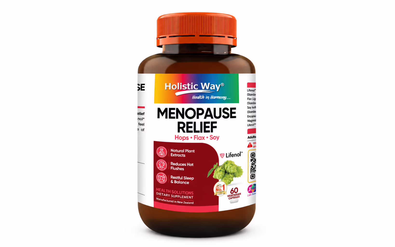 Holistic Way Menopause Relief supplement with hops, flax and soy