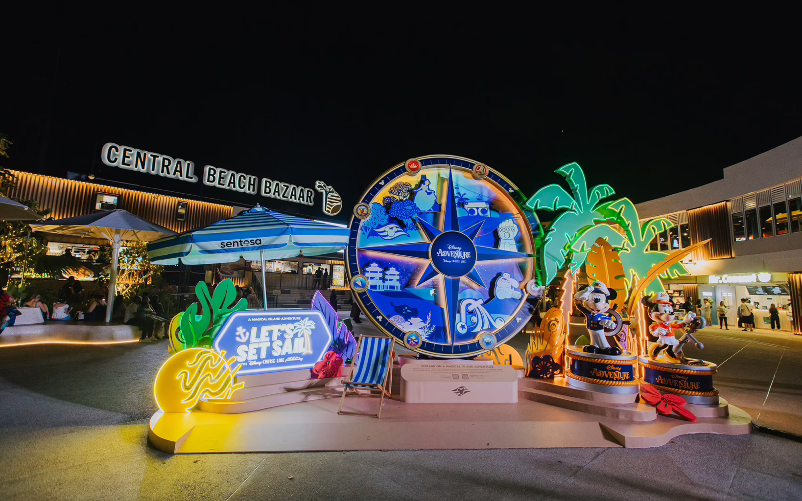 Explore glowing Disney-themed installations on Sentosa after dark as part of A Magical Island Adventure: Let’s Set Sail with Disney Cruise Line