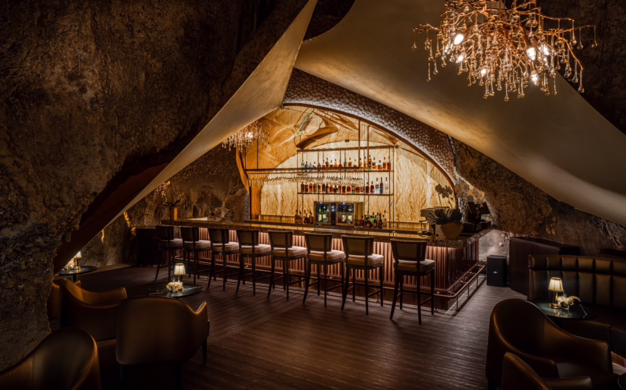 Jeff's Cellar bar in a limestone cave