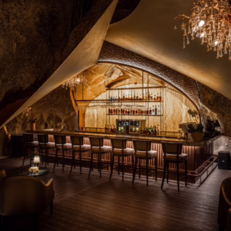 Jeff's Cellar bar in a limestone cave